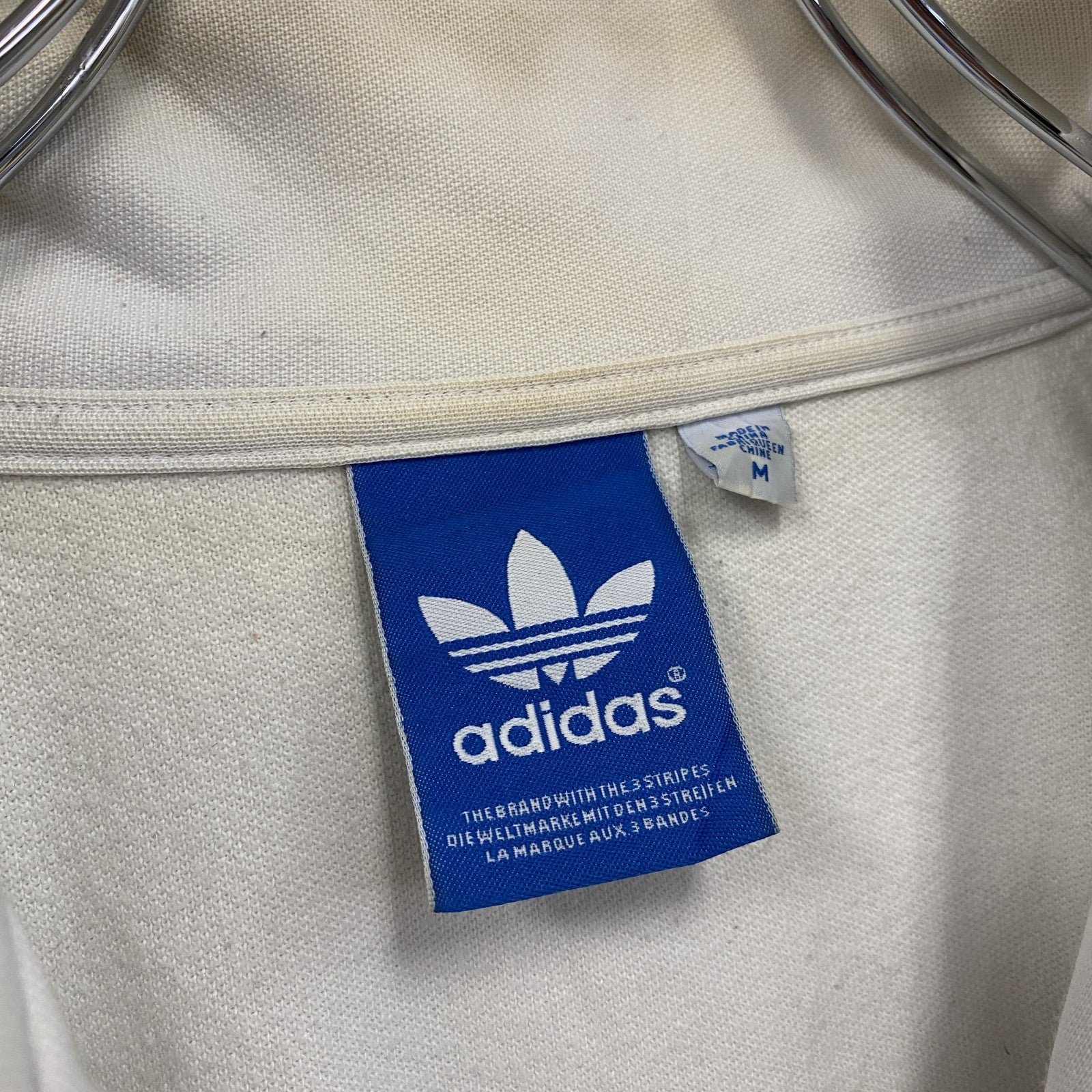 adidas　アディダス　トラックジャケット/ジャージ　トレフォイルロゴ　白　ホワイト　Mサイズ