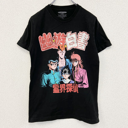 古着 used　半袖アニメプリントTシャツ　幽遊白書　黒　ブラック　定番　クルーネック　レトロデザイン　Sサイズ