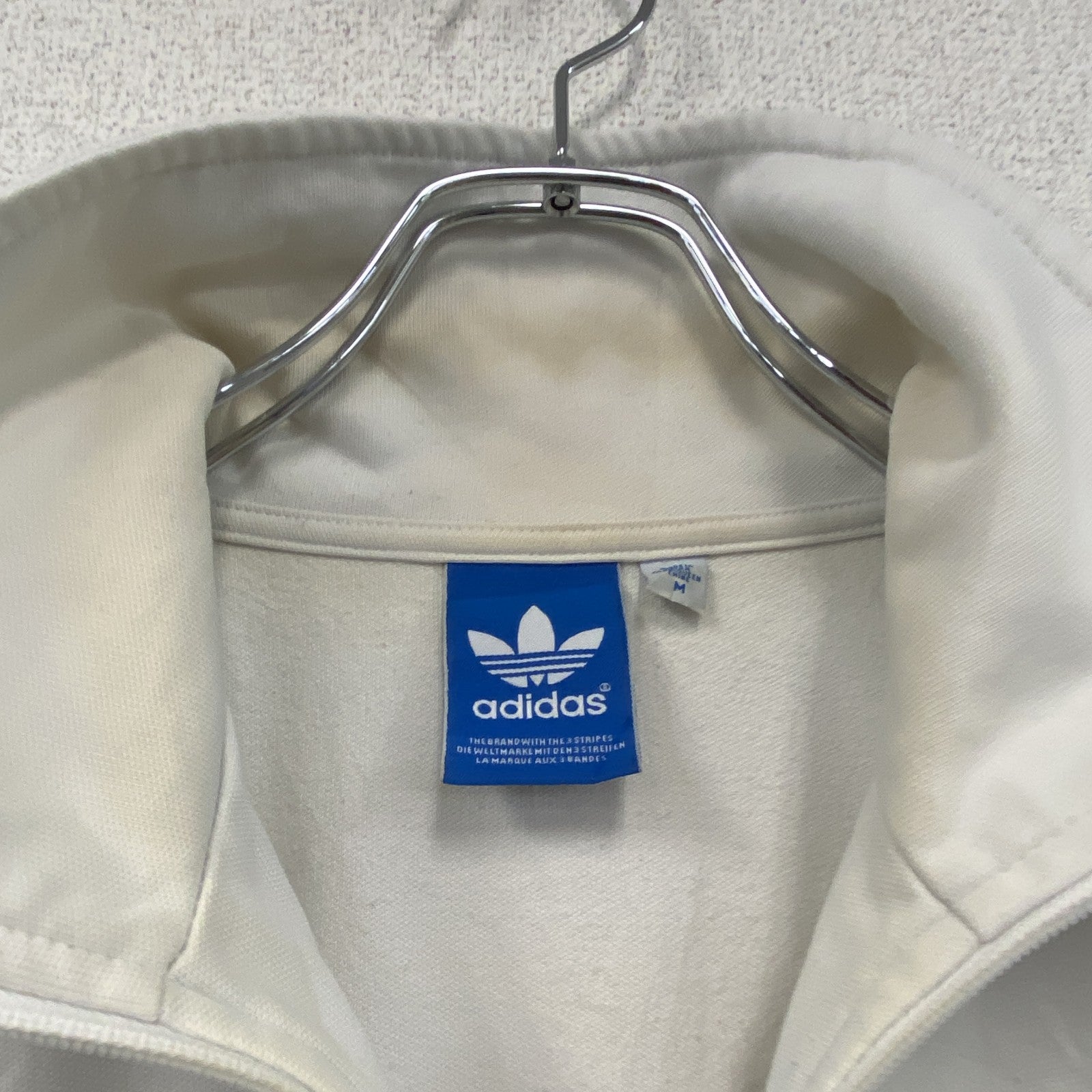 adidas　アディダス　トラックジャケット/ジャージ　トレフォイルロゴ　白　ホワイト　Mサイズ