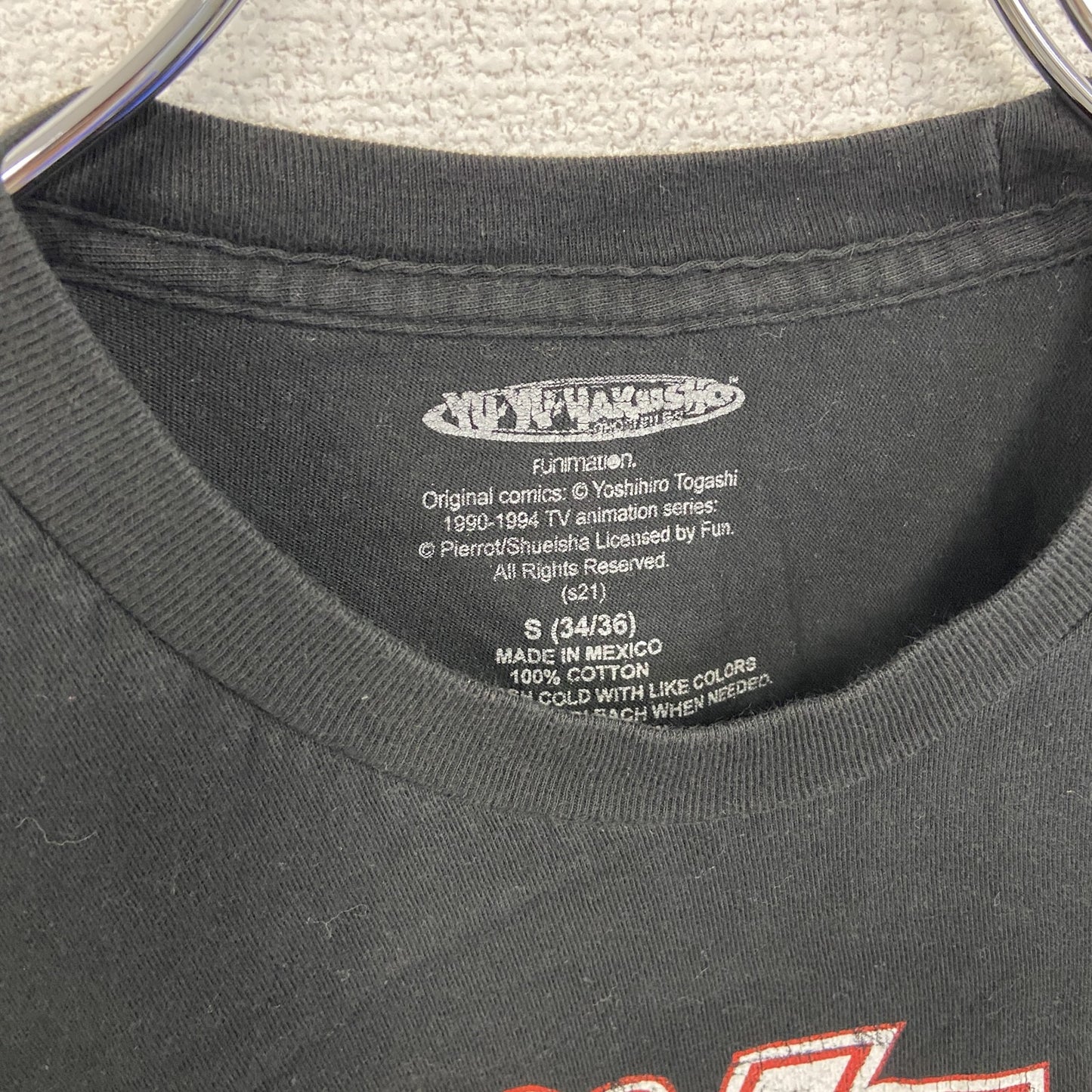 古着 used　半袖アニメプリントTシャツ　幽遊白書　黒　ブラック　定番　クルーネック　レトロデザイン　Sサイズ