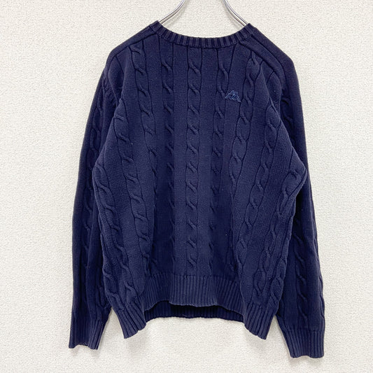 90s～　Kappa　カッパ　コットンニットセーター　ケーブルニット　ヴィンテージ　紺　ネイビー