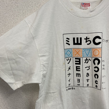 ～00s　Hanes　ヘインズ　半袖Tシャツ　シングルステッチ　by GINZA Q-TO　白　ホワイト　Lサイズ