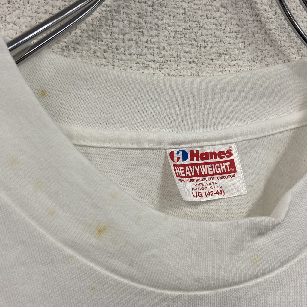 ～00s　Hanes　ヘインズ　半袖Tシャツ　シングルステッチ　by GINZA Q-TO　白　ホワイト　Lサイズ