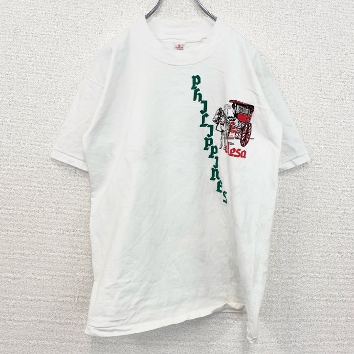 古着 used　半袖アニマルプリントTシャツ　馬　馬車　ホースドローンキャリッジ　シングルステッチ　Lサイズ
