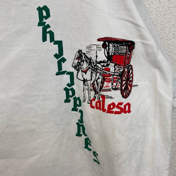 古着 used　半袖アニマルプリントTシャツ　馬　馬車　ホースドローンキャリッジ　シングルステッチ　Lサイズ