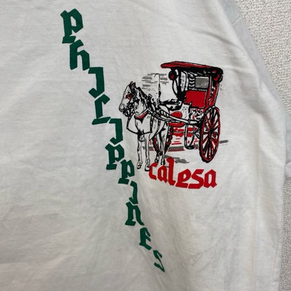 古着 used　半袖アニマルプリントTシャツ　馬　馬車　ホースドローンキャリッジ　シングルステッチ　Lサイズ
