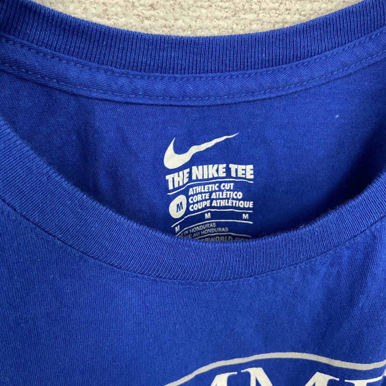古着 used　NIKE　ナイキ　半袖プリントTシャツ　ハンマーダウン　青　ブルー　クルーネック　レトロデザイン　Mサイズ