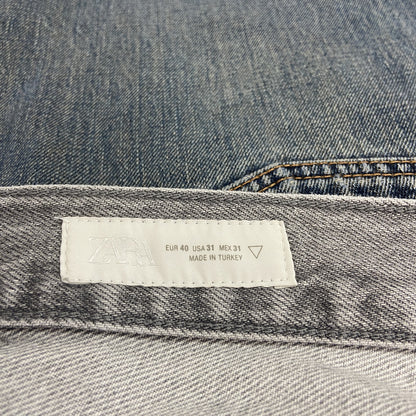 ZARA　ザラ　デニムパンツ/ジーンズ　ペインティングデザイン　ボタン開き　灰色　グレー　W31サイズ