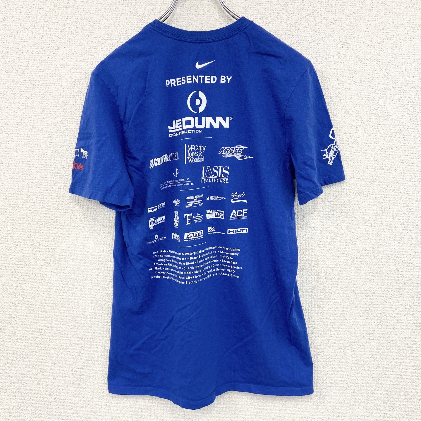 古着 used　NIKE　ナイキ　半袖プリントTシャツ　ハンマーダウン　青　ブルー　クルーネック　レトロデザイン　Mサイズ