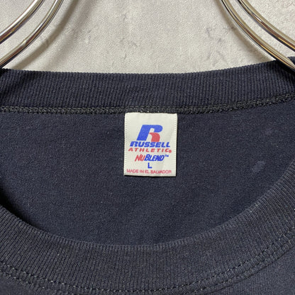 古着 used　RUSSELL ATHLETIC　ラッセル　半袖プリントTシャツ　バックプリント　レトロ　黒　ブラック　Lサイズ