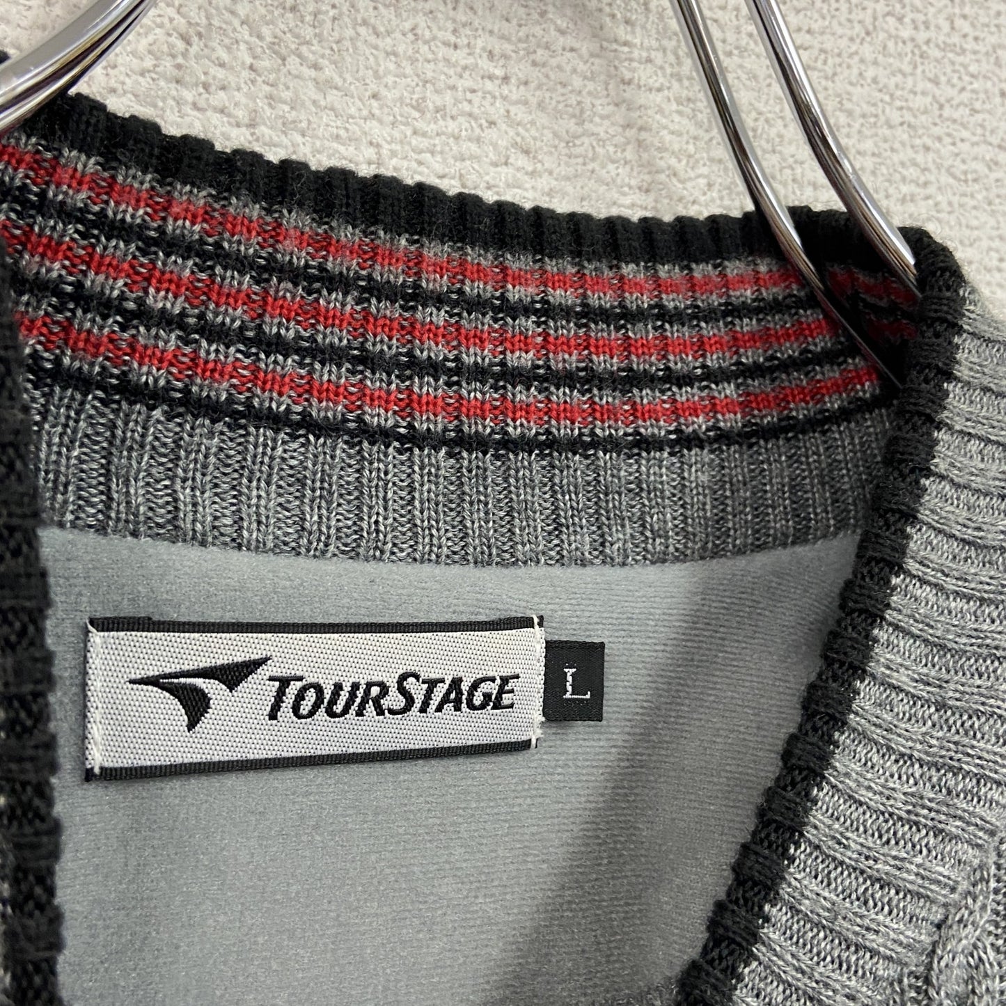 TOUR STAGE　ツアーステージ　切り替えウールニットカーディガン　灰色　グレー　Lサイズ