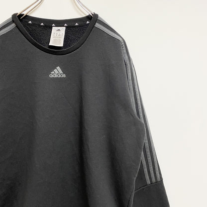 古着 used　adidas アディダス　長袖ワンポイントロゴスウェット　トレーナー　スリーストライプ　黒　Mサイズ
