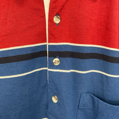古着 used　90's　ヴィンテージ　半袖ポロシャツ　胸ポケット付き　ストライプ　ラグラン　シングルステッチ