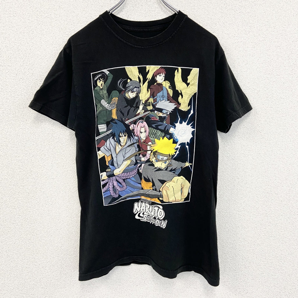 古着 used　半袖アニメプリントTシャツ　ナルト疾風伝　黒　ブラック　クルーネック　レトロデザイン　Sサイズ
