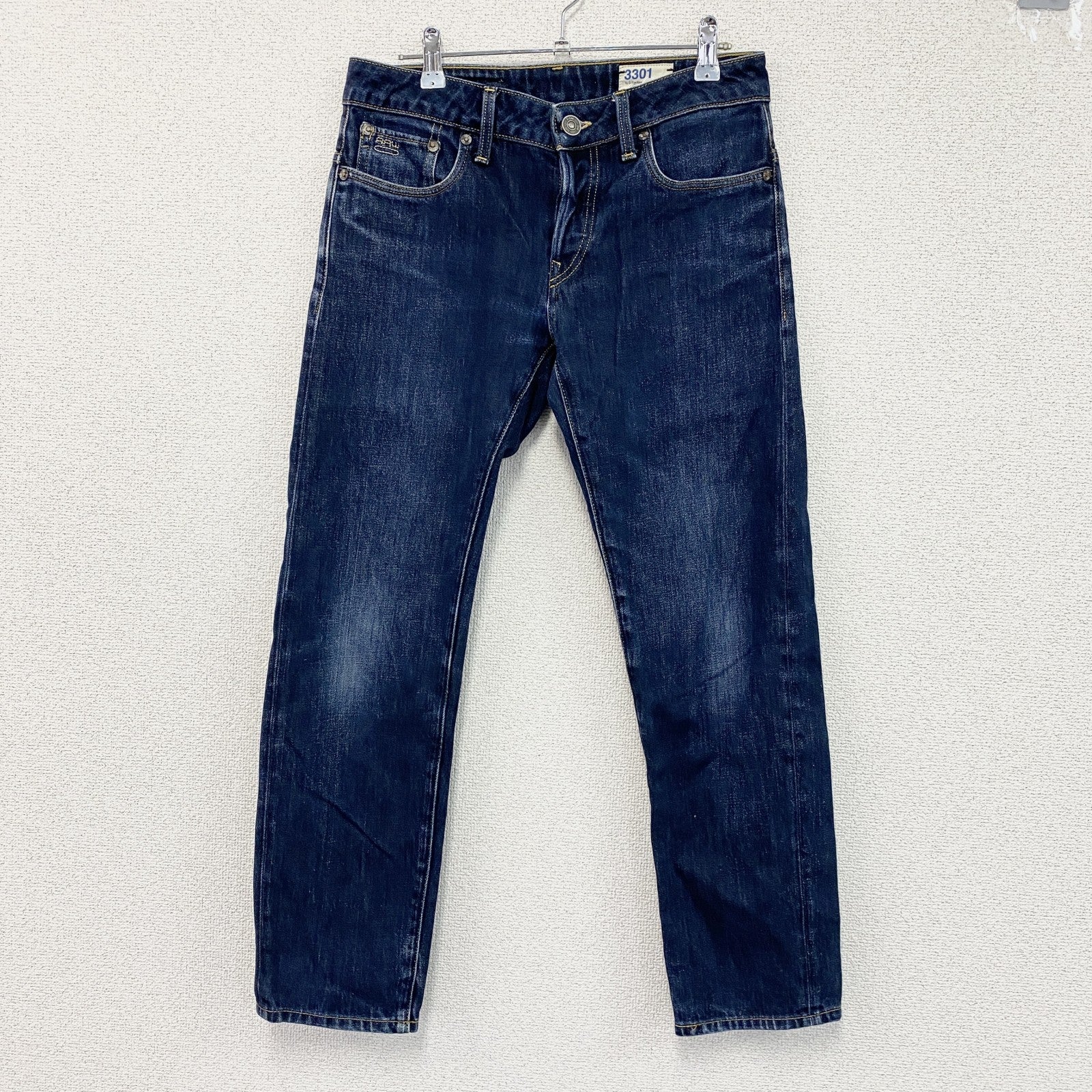 G-star RAW　ジースターロゥ　3301　デニムパンツ/ジーンズ　縦落ち　刺繍ロゴ　ボタンフライ　インディゴ　28サイズ