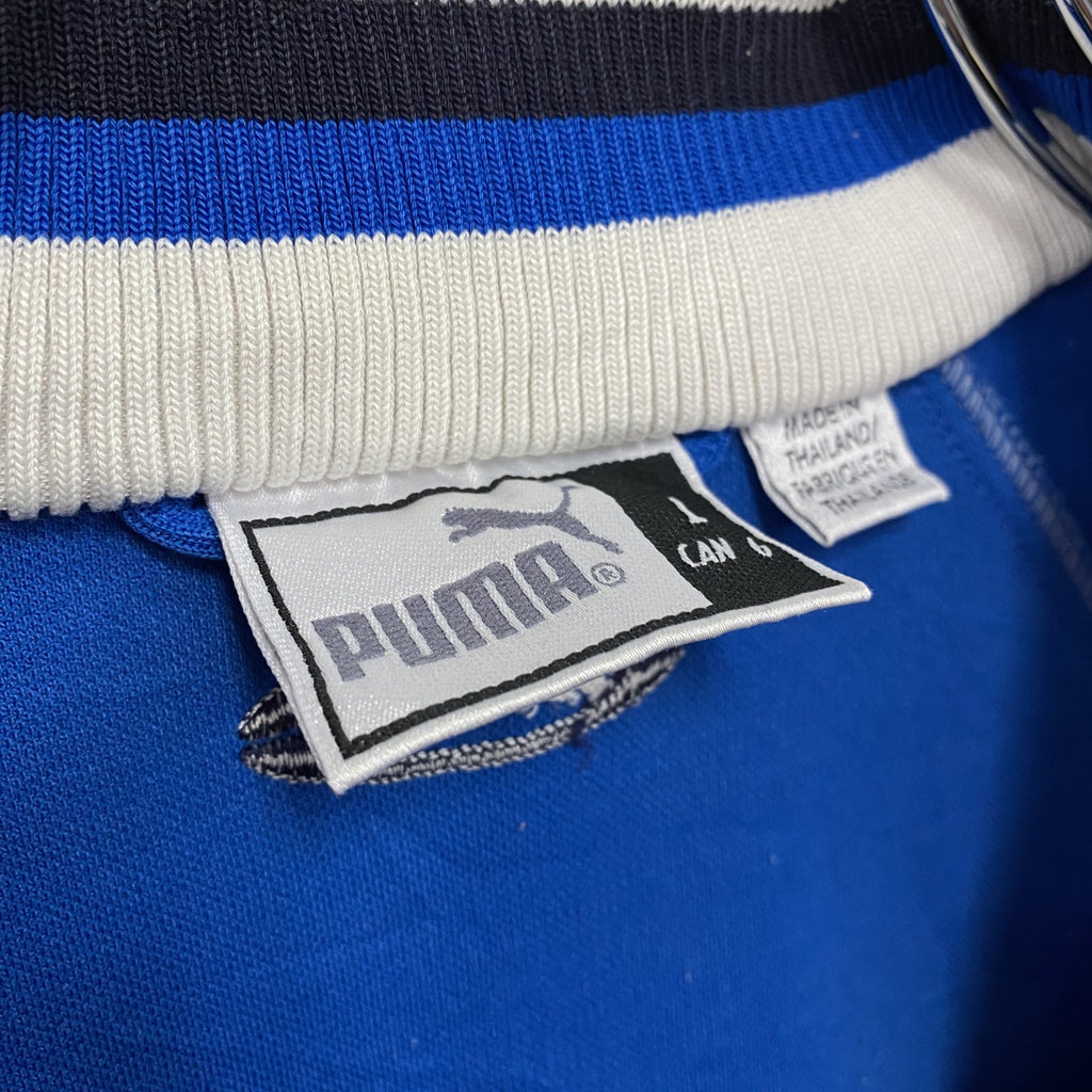 ～90s　PUMA　プーマ　トラックジャケット/ジャージ　刺繍ロゴ　ヴィンテージ　青　ブルー　Lサイズ