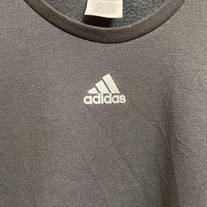 古着 used　adidas アディダス　長袖ワンポイントロゴスウェット　トレーナー　スリーストライプ　黒　Mサイズ