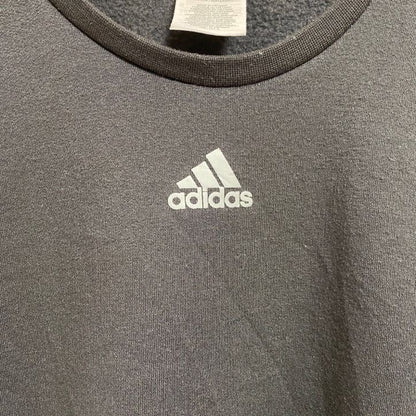 古着 used　adidas アディダス　長袖ワンポイントロゴスウェット　トレーナー　スリーストライプ　黒　Mサイズ