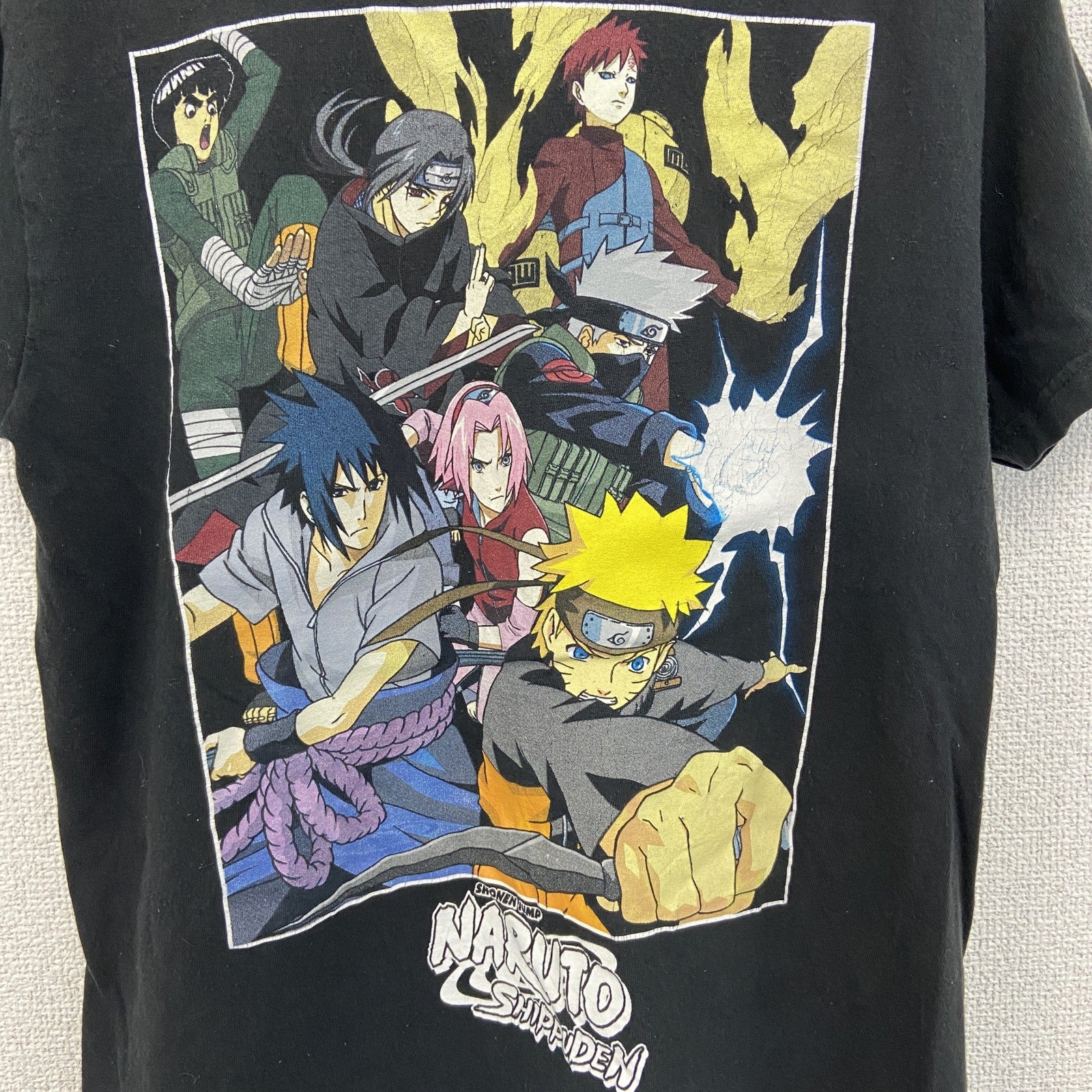 古着 used　半袖アニメプリントTシャツ　ナルト疾風伝　黒　ブラック　クルーネック　レトロデザイン　Sサイズ