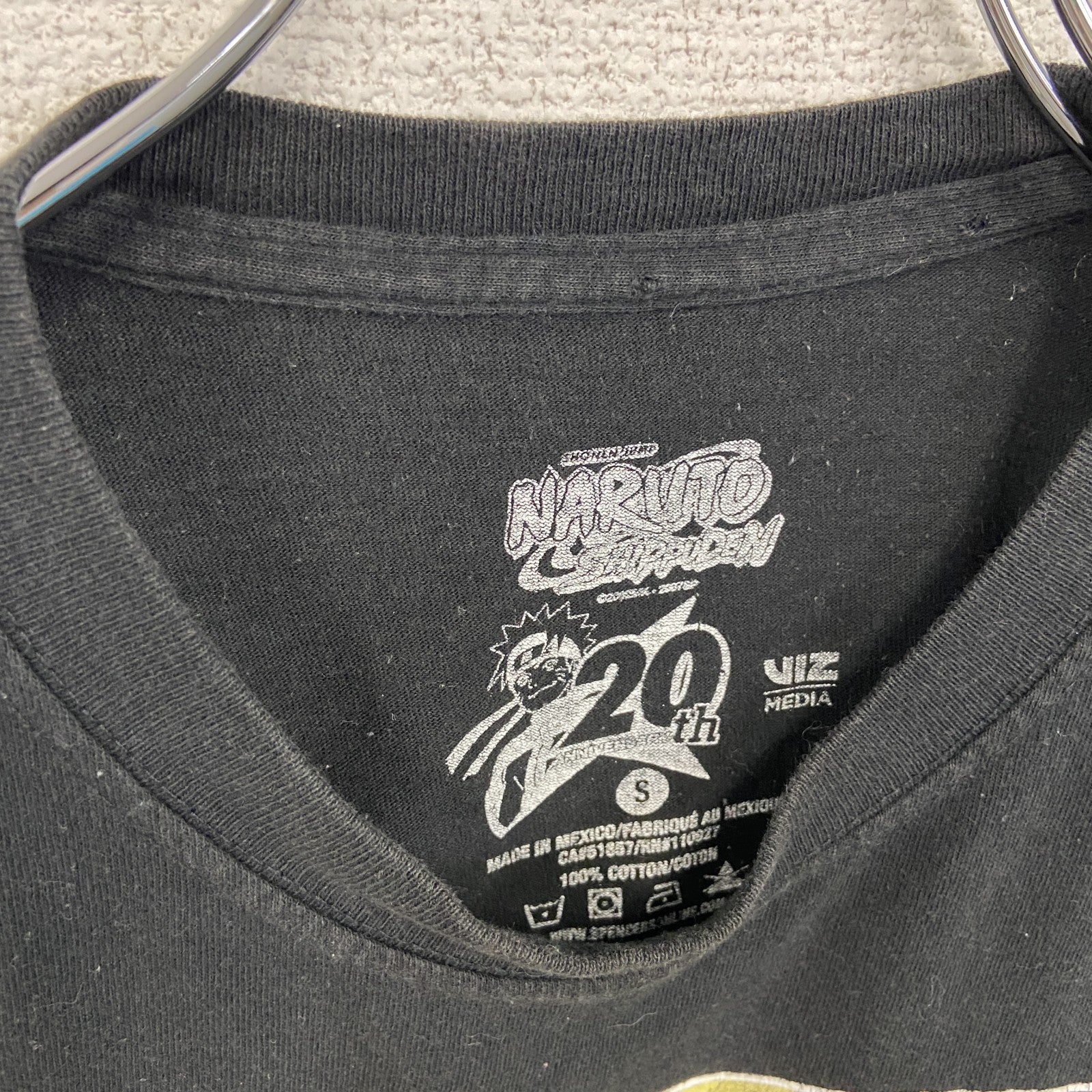 古着 used　半袖アニメプリントTシャツ　ナルト疾風伝　黒　ブラック　クルーネック　レトロデザイン　Sサイズ