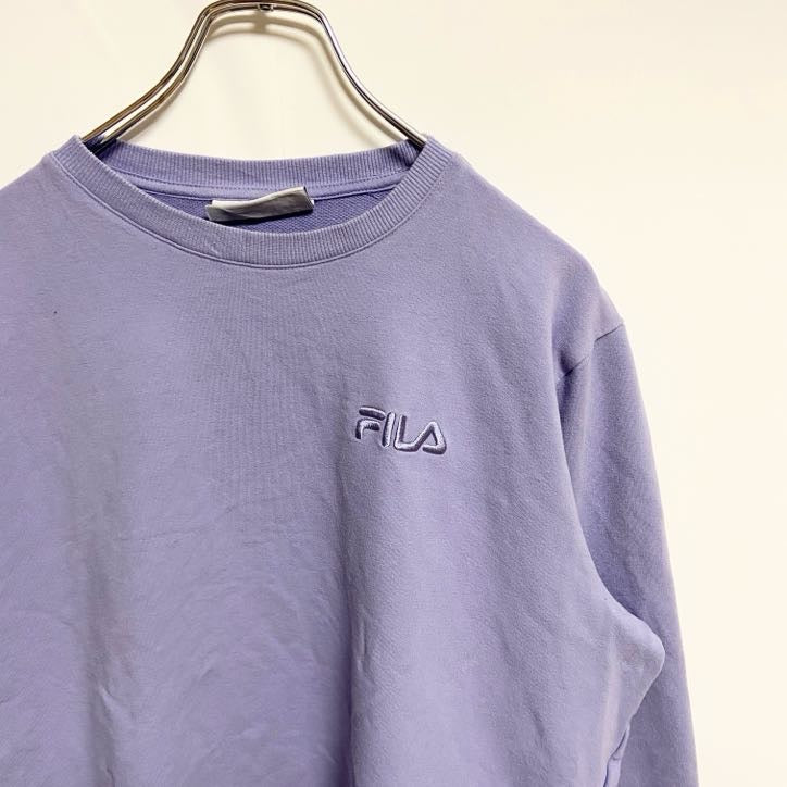 FILA　フィラ　スウェット/トレーナー　ワンポイント　刺繍ロゴ　ビッグシルエット　スポーツミックス　紫　パステルパープル　Lサイズ