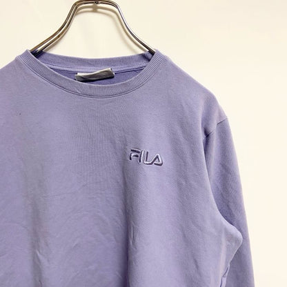 FILA　フィラ　スウェット/トレーナー　ワンポイント　刺繍ロゴ　ビッグシルエット　スポーツミックス　紫　パステルパープル　Lサイズ