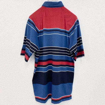 古着 used　90's　ヴィンテージ　半袖ポロシャツ　胸ポケット付き　ストライプ　ラグラン　シングルステッチ