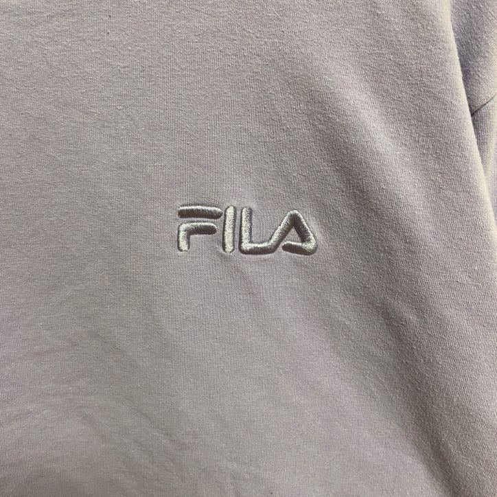 FILA　フィラ　スウェット/トレーナー　ワンポイント　刺繍ロゴ　ビッグシルエット　スポーツミックス　紫　パステルパープル　Lサイズ