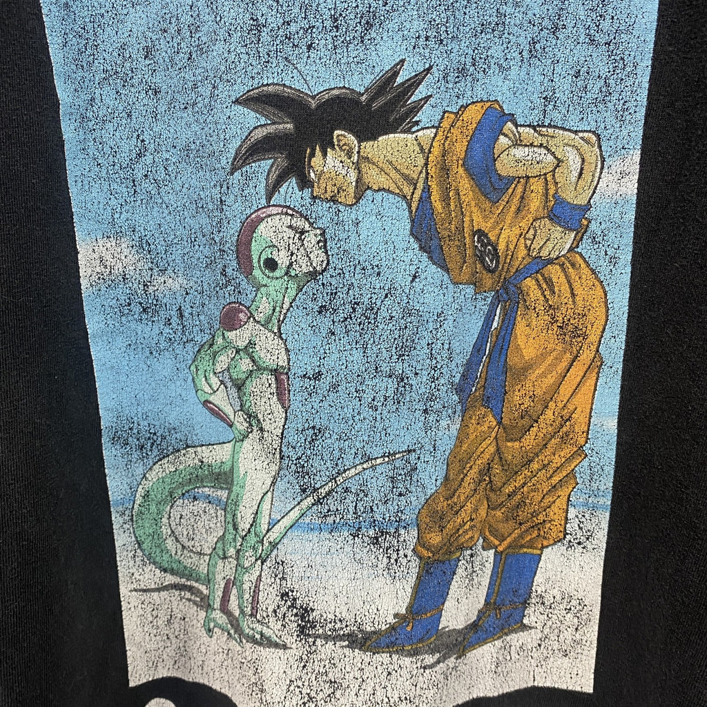 古着 used　半袖アニメプリントTシャツ　ドラゴンボール　孫悟空　フリーザ　黒　ブラック　クルーネック　レトロデザイン　Lサイズ