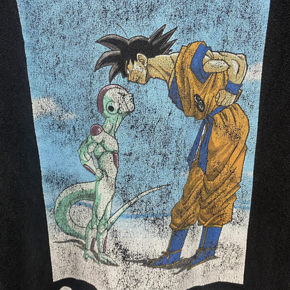 古着 used　半袖アニメプリントTシャツ　ドラゴンボール　孫悟空　フリーザ　黒　ブラック　クルーネック　レトロデザイン　Lサイズ