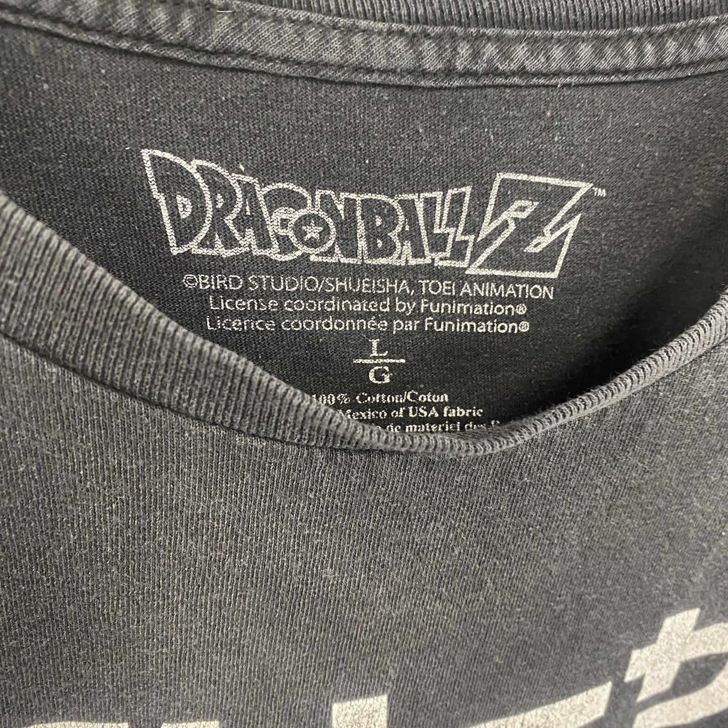 古着 used　半袖アニメプリントTシャツ　ドラゴンボール　孫悟空　フリーザ　黒　ブラック　クルーネック　レトロデザイン　Lサイズ
