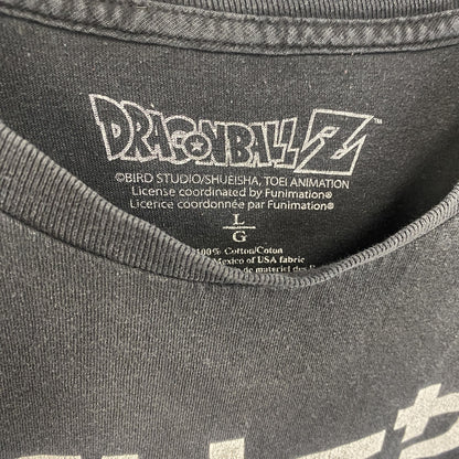 古着 used　半袖アニメプリントTシャツ　ドラゴンボール　孫悟空　フリーザ　黒　ブラック　クルーネック　レトロデザイン　Lサイズ