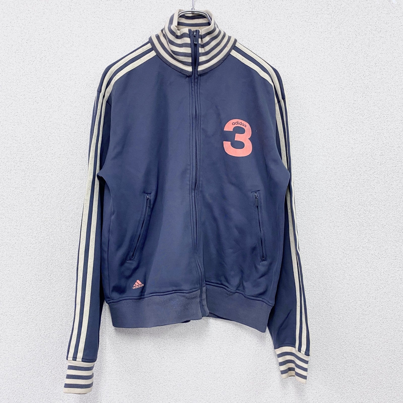 00s　adidas　アディダス　トラックジャケット/ジャージ　ヴィンテージ　紺　ネイビー　Mサイズ