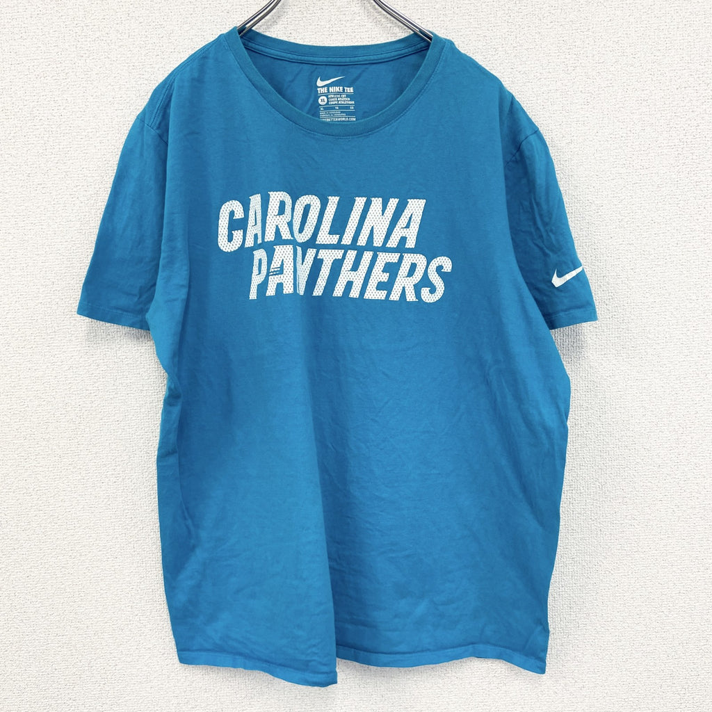 古着 used　NIKE　ナイキ　半袖プリントTシャツ　水色　ライトブルー　カロライナパンサーズ　レトロデザイン　XLサイズ
