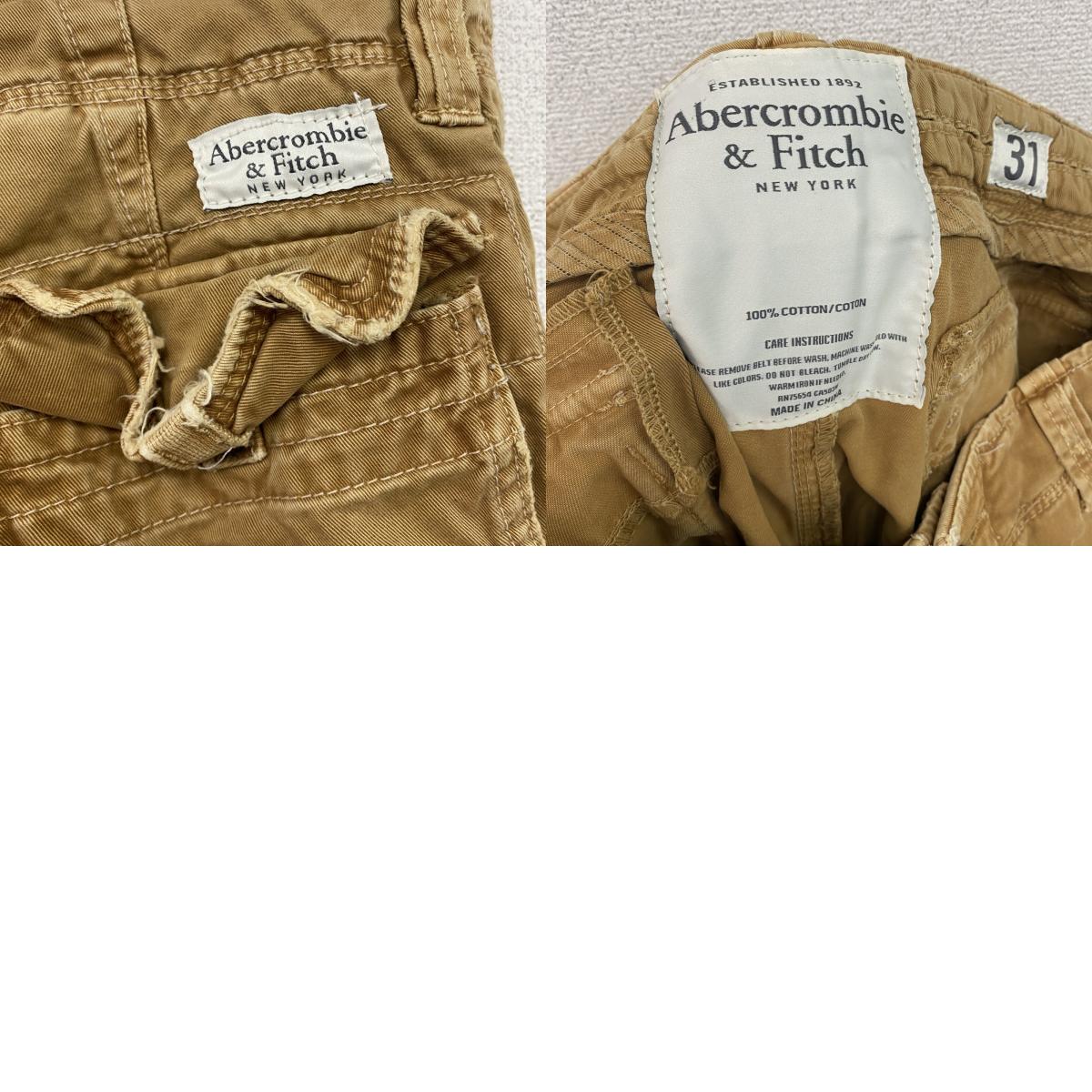Abercrombie&Fitch　アバクロンビー&フィッッチ　ハーフカーゴパンツ/ショートパンツ　ボタンフライ　茶色　ブラウン　31サイズ
