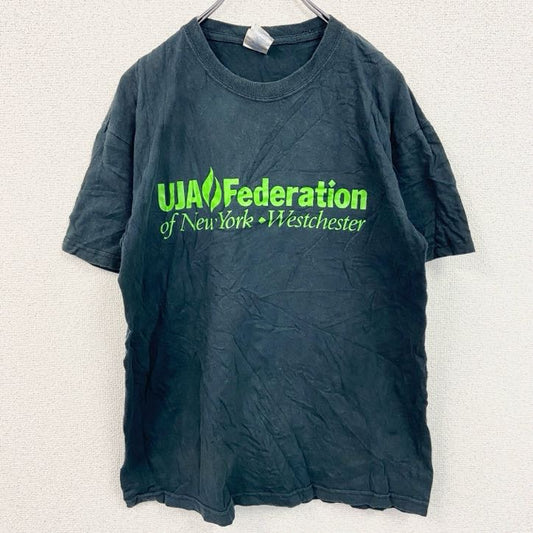 GILDAN　ギルダン　半袖プリントTシャツ　両面プリント　英字プリント　クルーネック　紺　ネイビー　Mサイズ