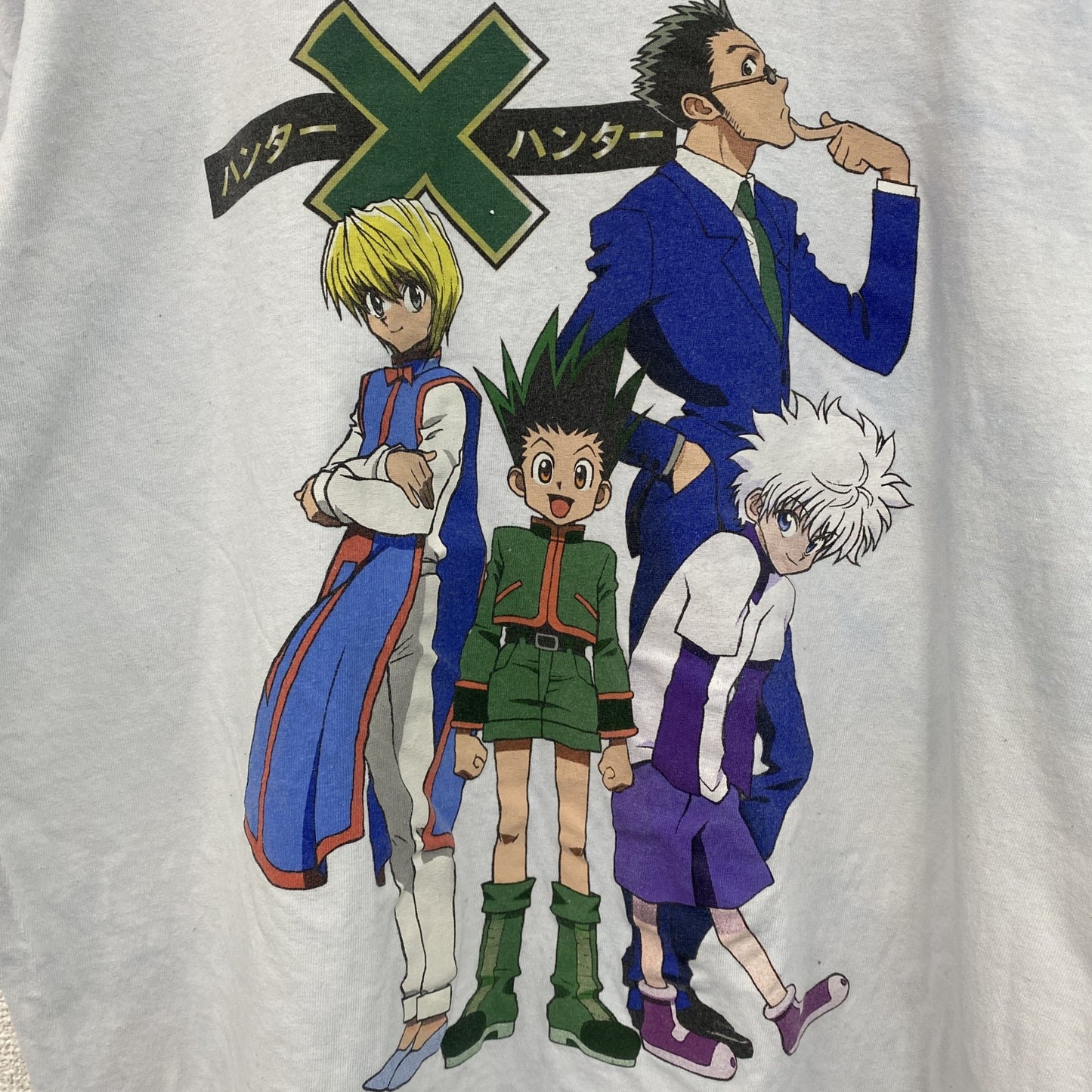 古着 used　半袖アニメプリントTシャツ　ハンターハンター　水色　ライトブルー　クルーネック　100％コットン　Lサイズ