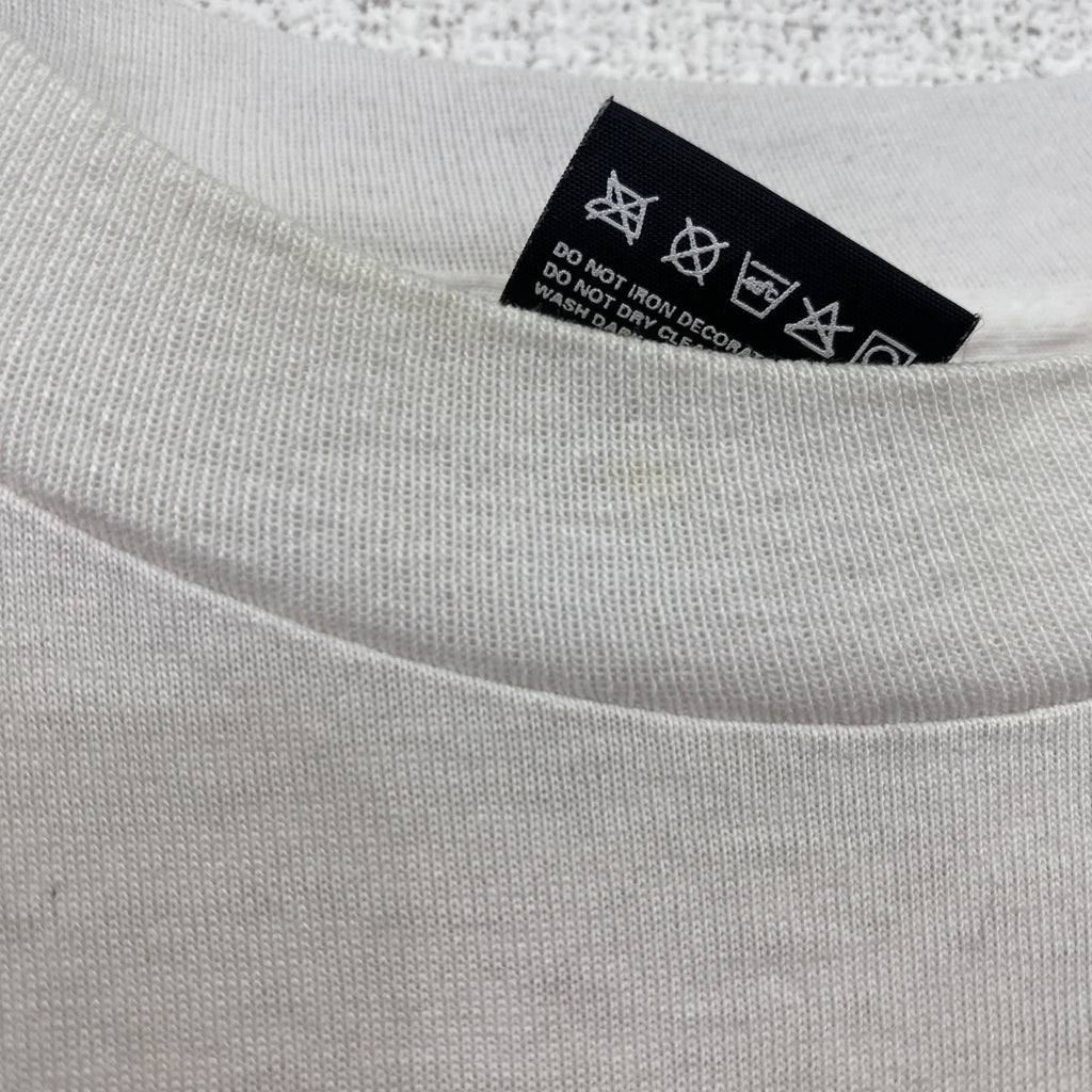 古着 used　FURUIT OF THE LOOM　半袖プリントTシャツ　US製　カジュアル　レトロ　クルーネック　白　Lサイズ