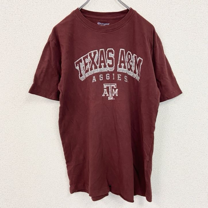 古着 used　champion　チャンピオン　半袖プリントTシャツ　赤　レッド　コットン100％　カレッジ　Mサイズ