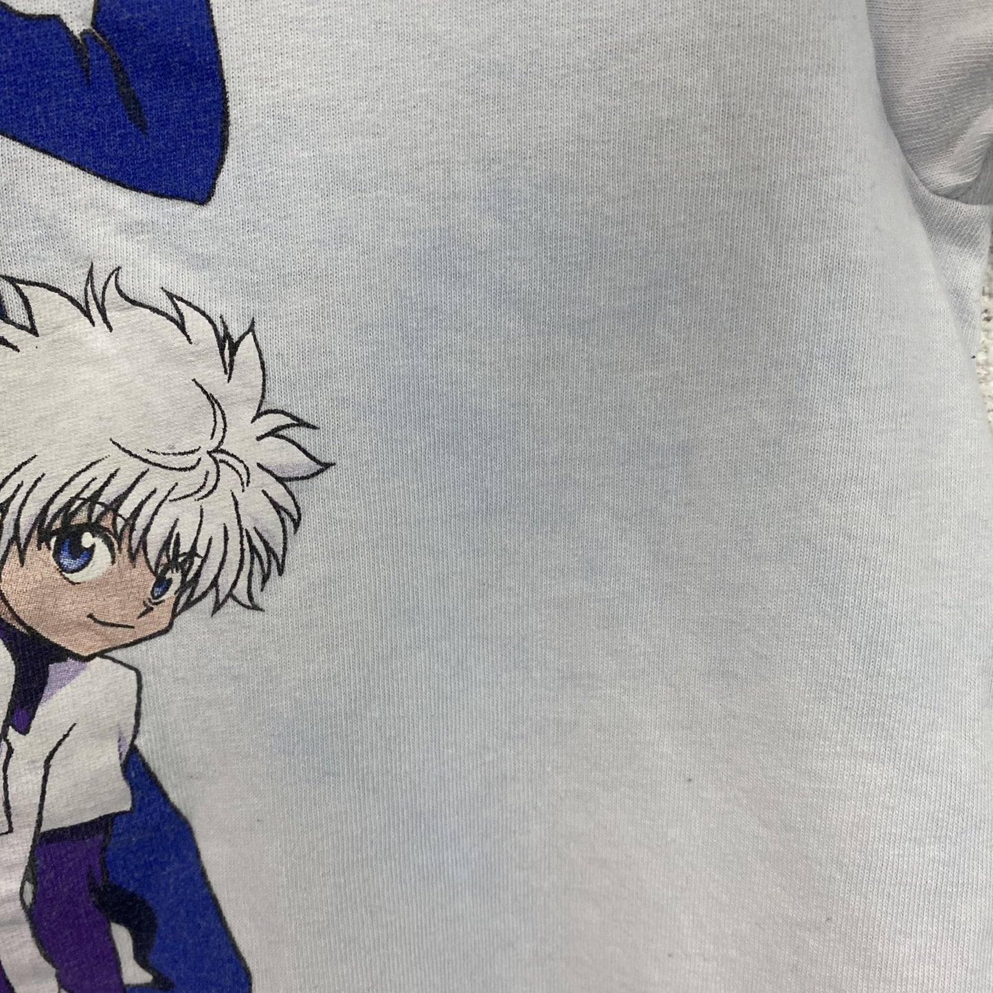 古着 used　半袖アニメプリントTシャツ　ハンターハンター　水色　ライトブルー　クルーネック　100％コットン　Lサイズ