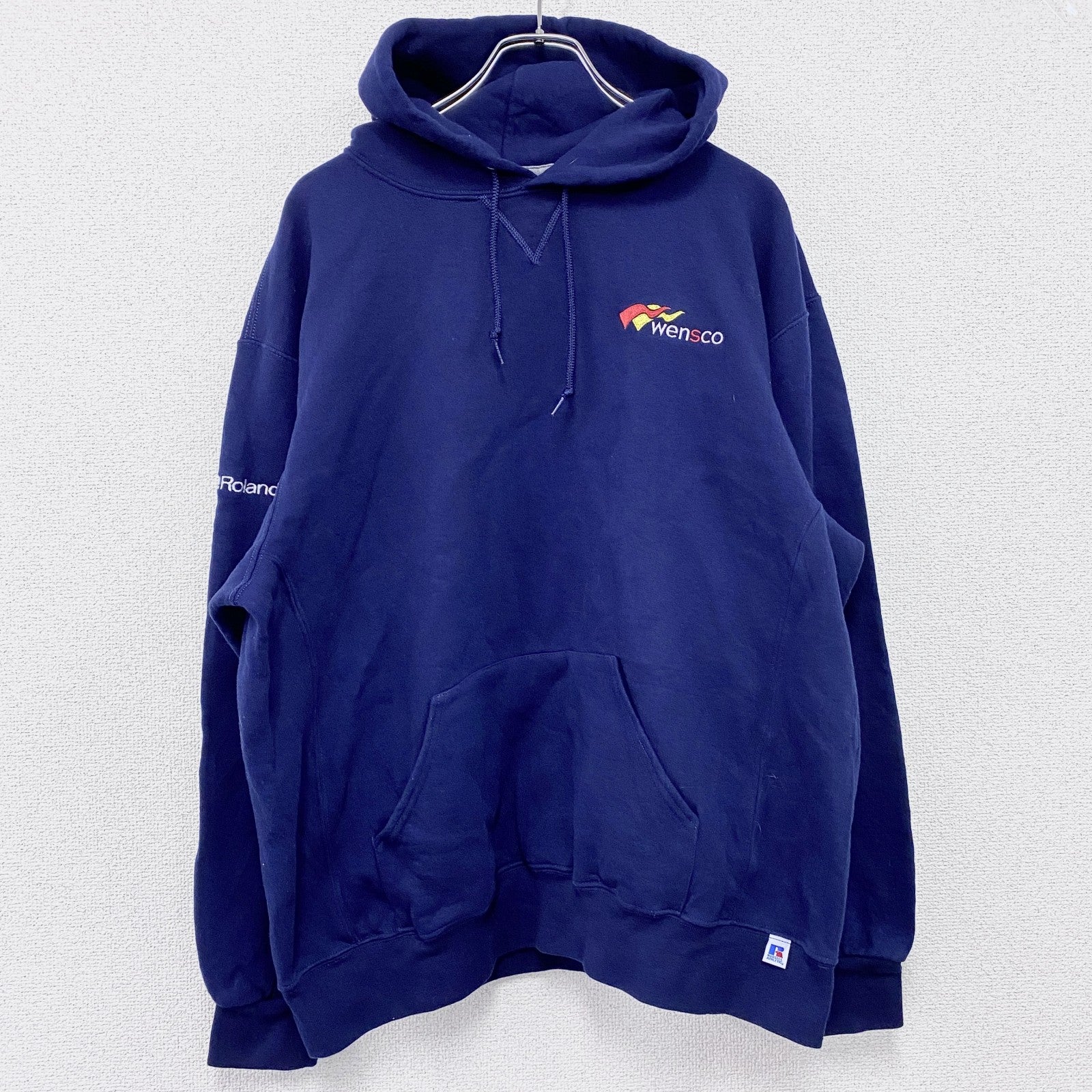00s　RUSSELL　ラッセル　スウェットパーカー/フーディー　前V　ヴィンテージ　紺　ネイビー　XLサイズ