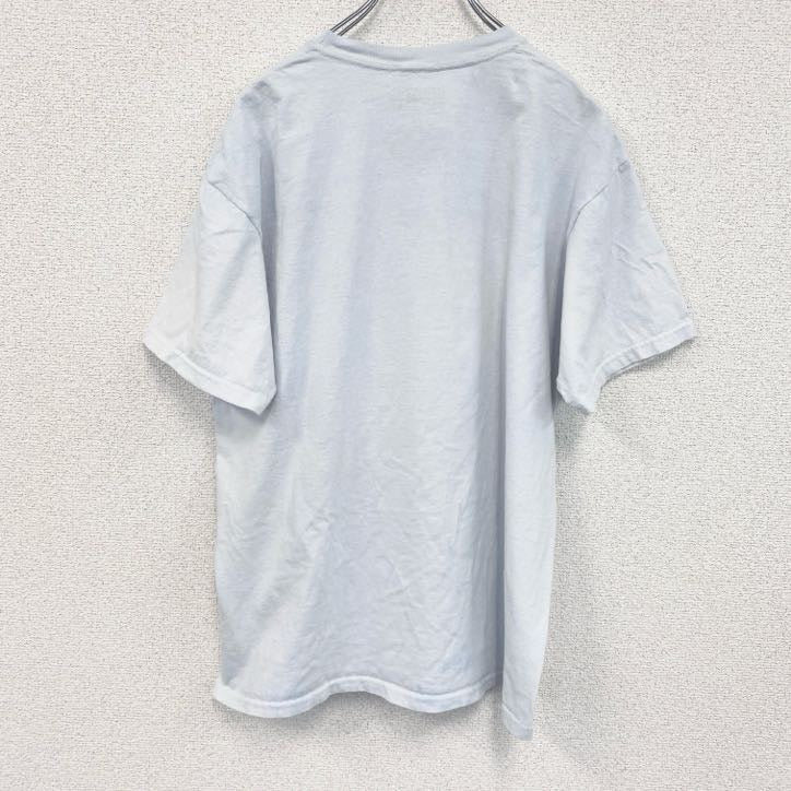 古着 used　半袖アニメプリントTシャツ　ハンターハンター　水色　ライトブルー　クルーネック　100％コットン　Lサイズ