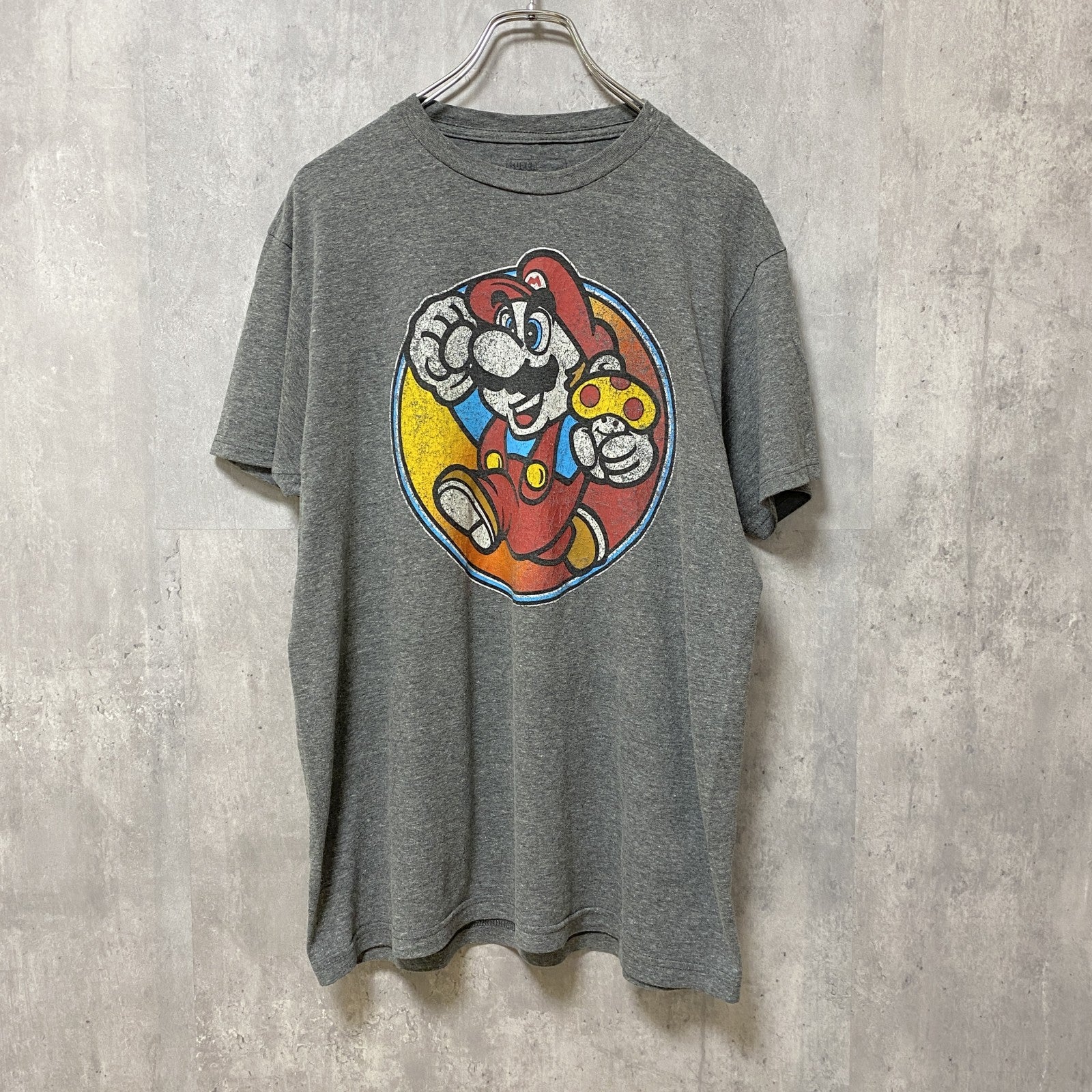 古着 used　SUPER MARIO　マリオ　半袖キャラクタープリントTシャツ　任天堂　Nintendo　グレー　Mサイズ