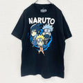 古着 used　半袖アニメプリントTシャツ　ナルト　サスケ　カカシ　黒　ブラック　レトロデザイン　クルーネック　Lサイズ