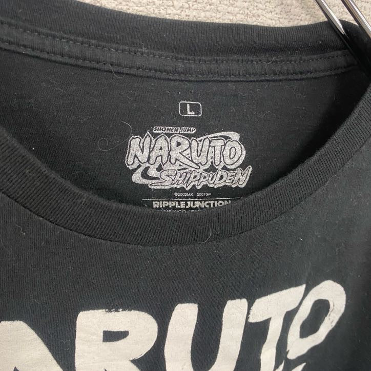 古着 used　半袖アニメプリントTシャツ　ナルト　サスケ　カカシ　黒　ブラック　レトロデザイン　クルーネック　Lサイズ