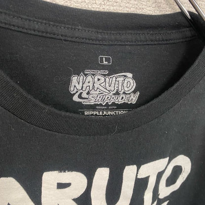 古着 used　半袖アニメプリントTシャツ　ナルト　サスケ　カカシ　黒　ブラック　レトロデザイン　クルーネック　Lサイズ