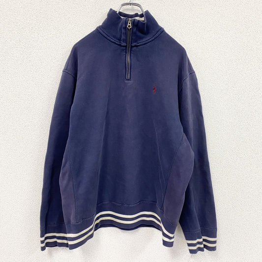 ～90s　Polo by Ralph Lauren　ラルフローレン　ハーフジップスウェット/トレーナー　ヴィンテージ　ネイビー　Lサイズ