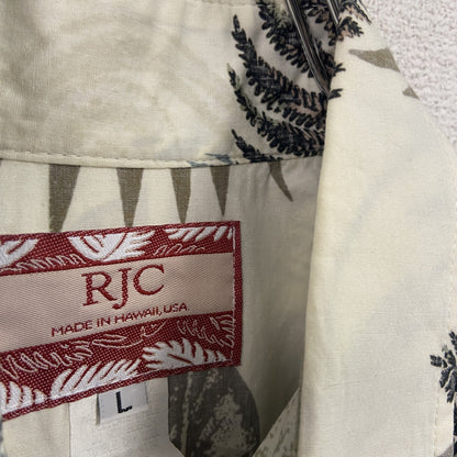 RJC　半袖シャツ/アロハシャツ　総柄　白　ホワイト　Lサイズ