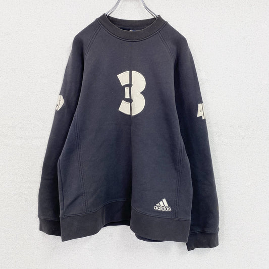 90s　adidas　アディダス　スウェット/トレーナー　ラグランスリーブ　フェード　ダークグレー　Mサイズ