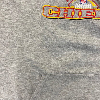 古着 used　puma プーマ　NFL　長袖ロゴ刺繍パーカー　フード付きトレーナー　カンザスシティチーフス　グレー　Lサイズ